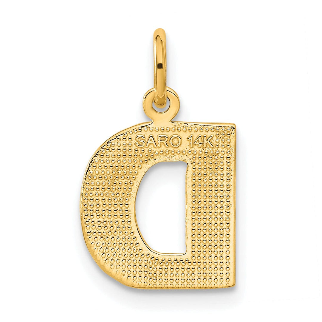 Lovely Rita's Pendants & Charms 14k Yellow Gold Satin Diamond Cut Finish Letter D Initial Charm Pendant