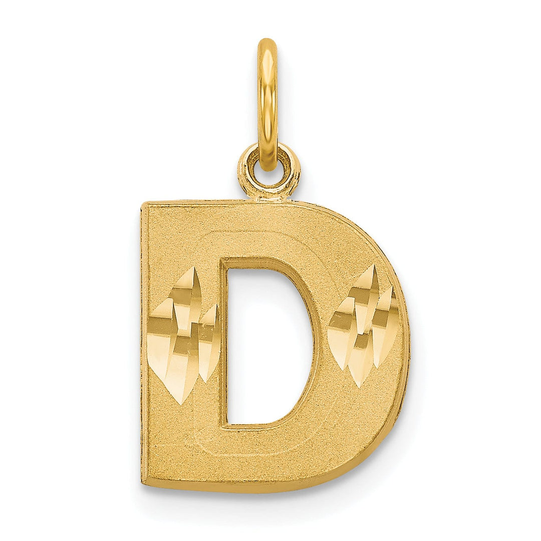 Lovely Rita's Pendants & Charms 14k Yellow Gold Satin Diamond Cut Finish Letter D Initial Charm Pendant