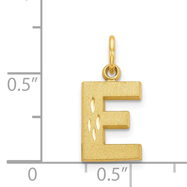 Lovely Rita's Pendants & Charms 14k Yellow Gold Satin Diamond Cut Finish Letter E Initial Charm Pendant