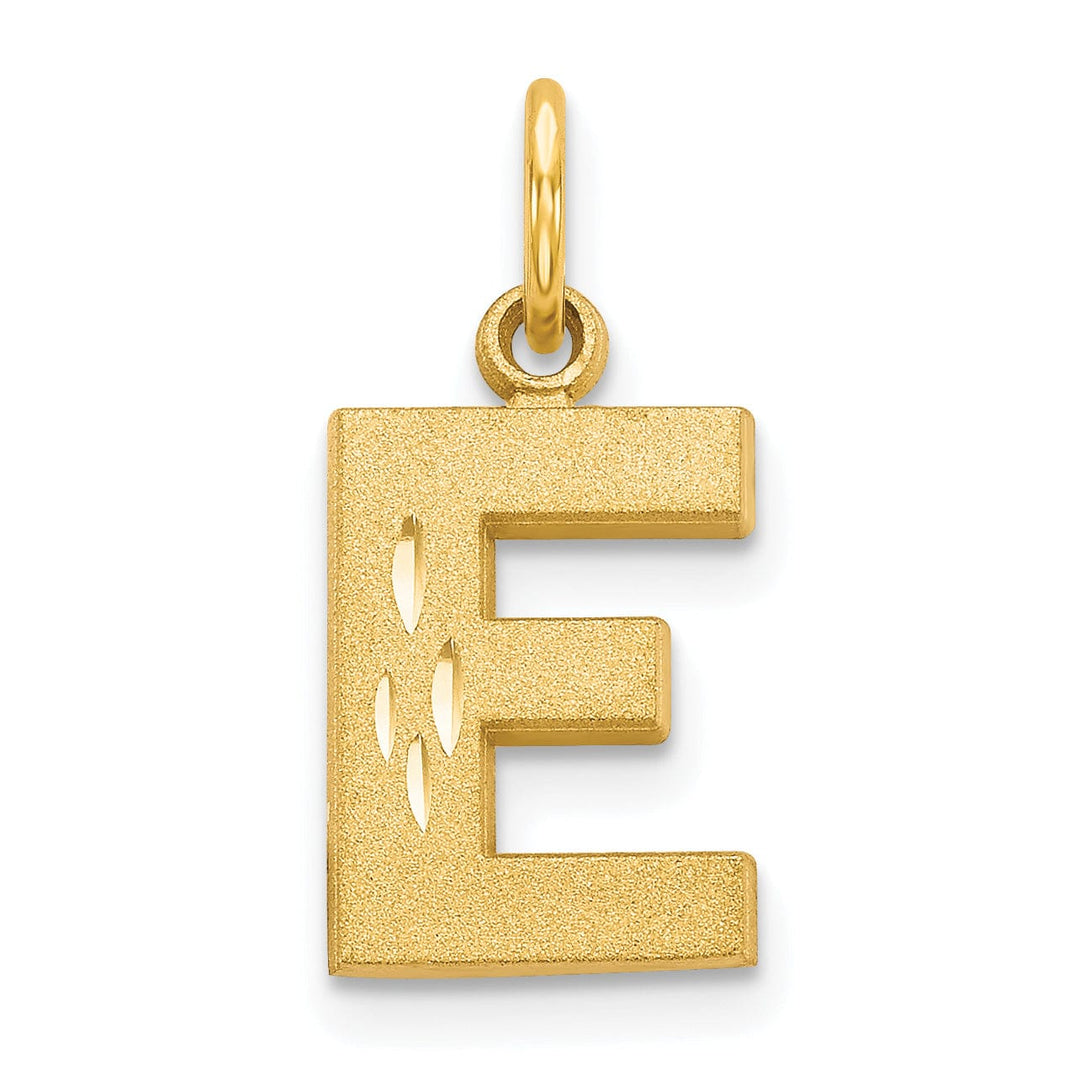 Lovely Rita's Pendants & Charms 14k Yellow Gold Satin Diamond Cut Finish Letter E Initial Charm Pendant