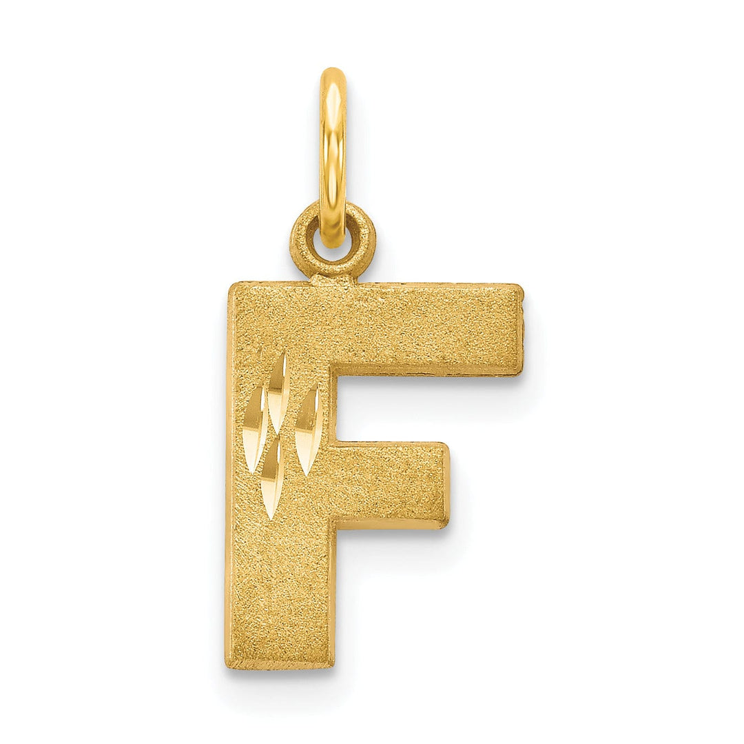 Lovely Rita's Pendants & Charms 14k Yellow Gold Satin Diamond Cut Finish Letter F Initial Charm Pendant