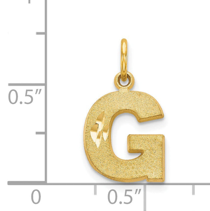 Lovely Rita's Pendants & Charms 14k Yellow Gold Satin Diamond Cut Finish Letter G Initial Charm Pendant