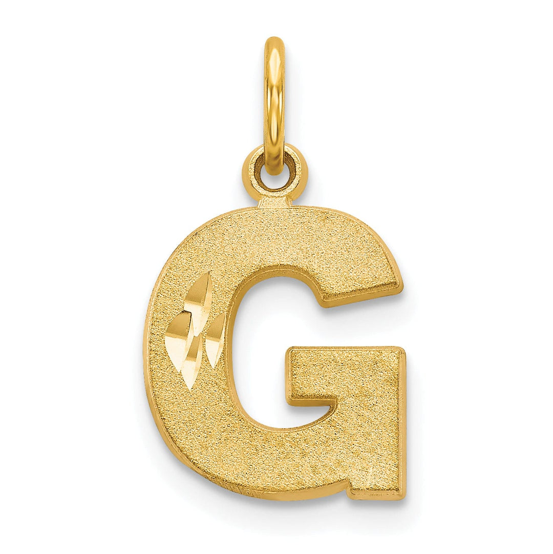 Lovely Rita's Pendants & Charms 14k Yellow Gold Satin Diamond Cut Finish Letter G Initial Charm Pendant