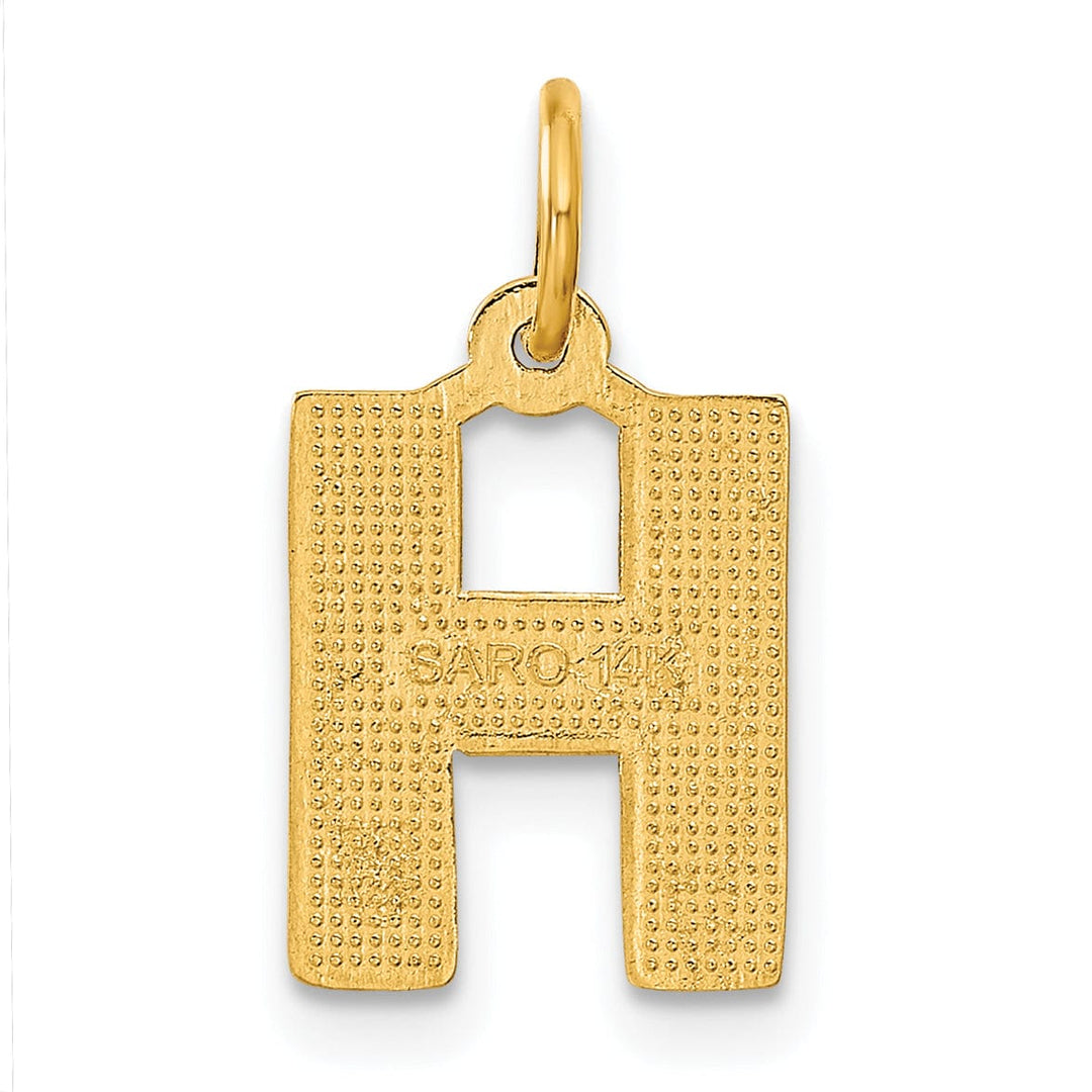 Lovely Rita's Pendants & Charms 14k Yellow Gold Satin Diamond Cut Finish Letter H Initial Charm Pendant