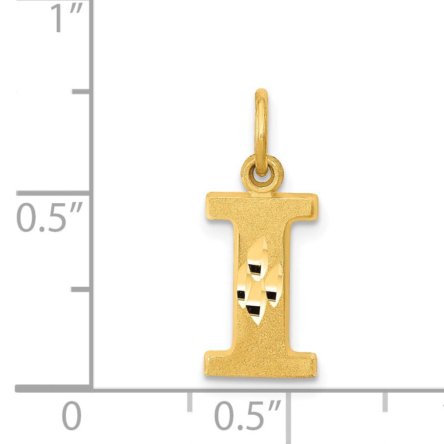 Lovely Rita's Pendants & Charms 14k Yellow Gold Satin Diamond Cut Finish Letter I Initial Charm Pendant