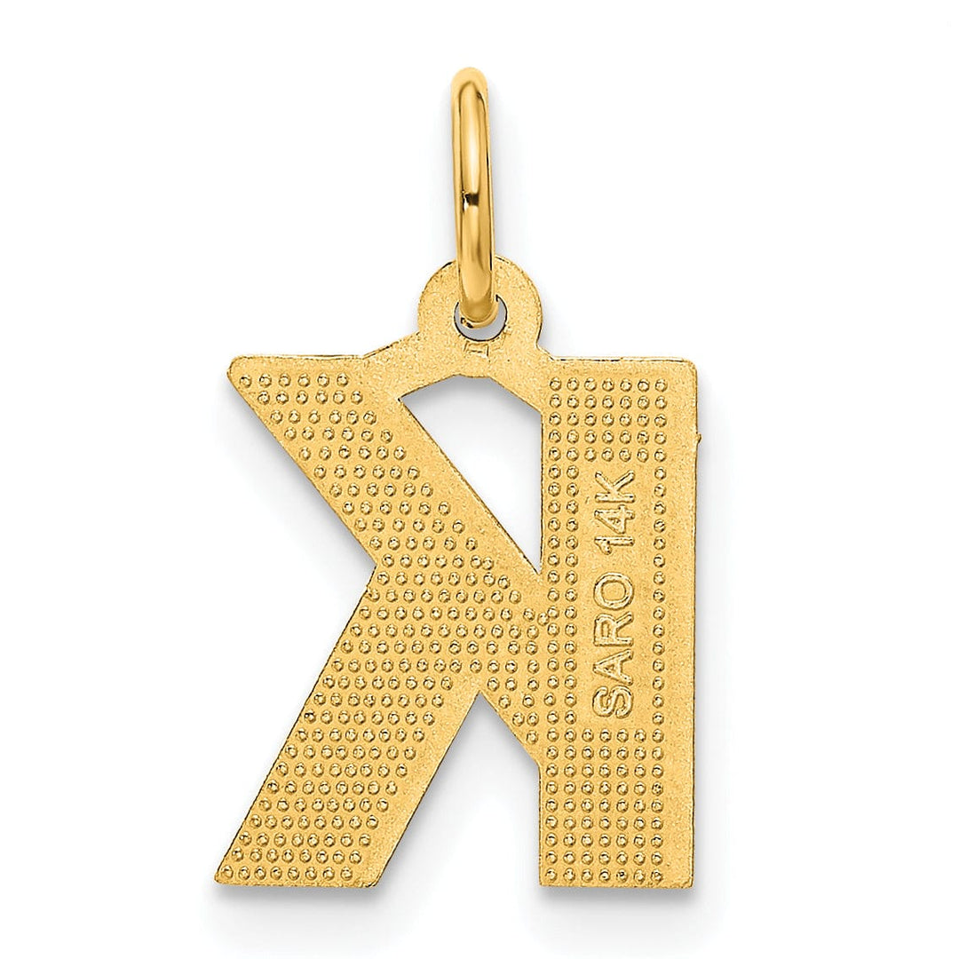 Lovely Rita's Pendants & Charms 14k Yellow Gold Satin Diamond Cut Finish Letter K Initial Charm Pendant