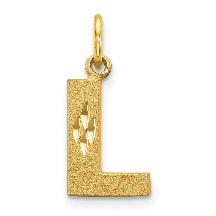 Lovely Rita's Pendants & Charms 14k Yellow Gold Satin Diamond Cut Finish Letter L Initial Charm Pendant