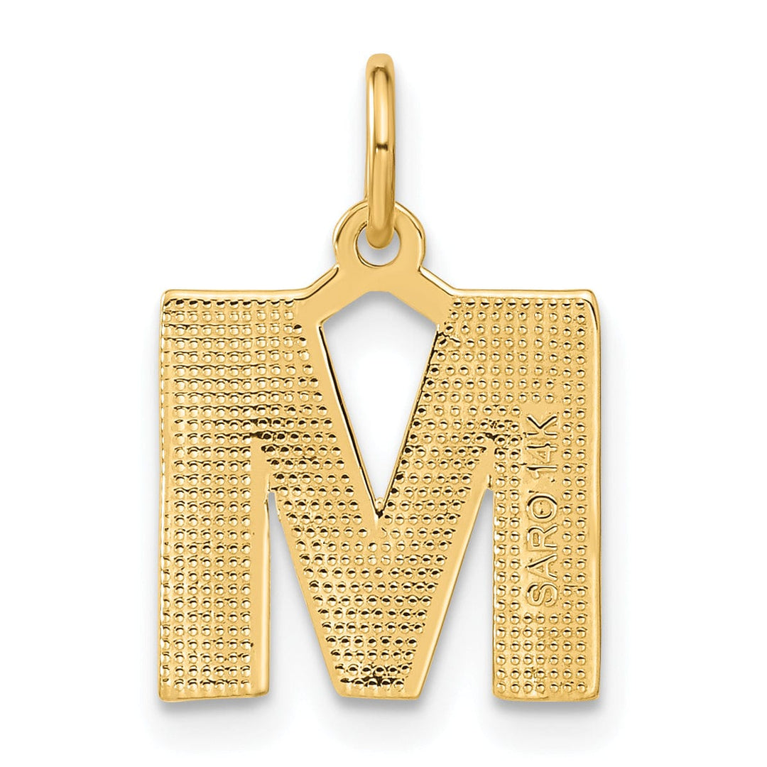 Lovely Rita's Pendants & Charms 14k Yellow Gold Satin Diamond Cut Finish Letter M Initial Charm Pendant