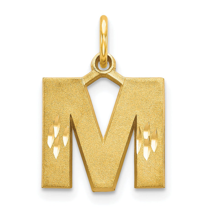 Lovely Rita's Pendants & Charms 14k Yellow Gold Satin Diamond Cut Finish Letter M Initial Charm Pendant