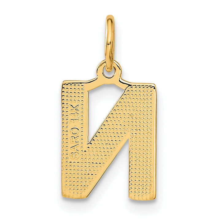 Lovely Rita's Pendants & Charms 14k Yellow Gold Satin Diamond Cut Finish Letter N Initial Charm Pendant