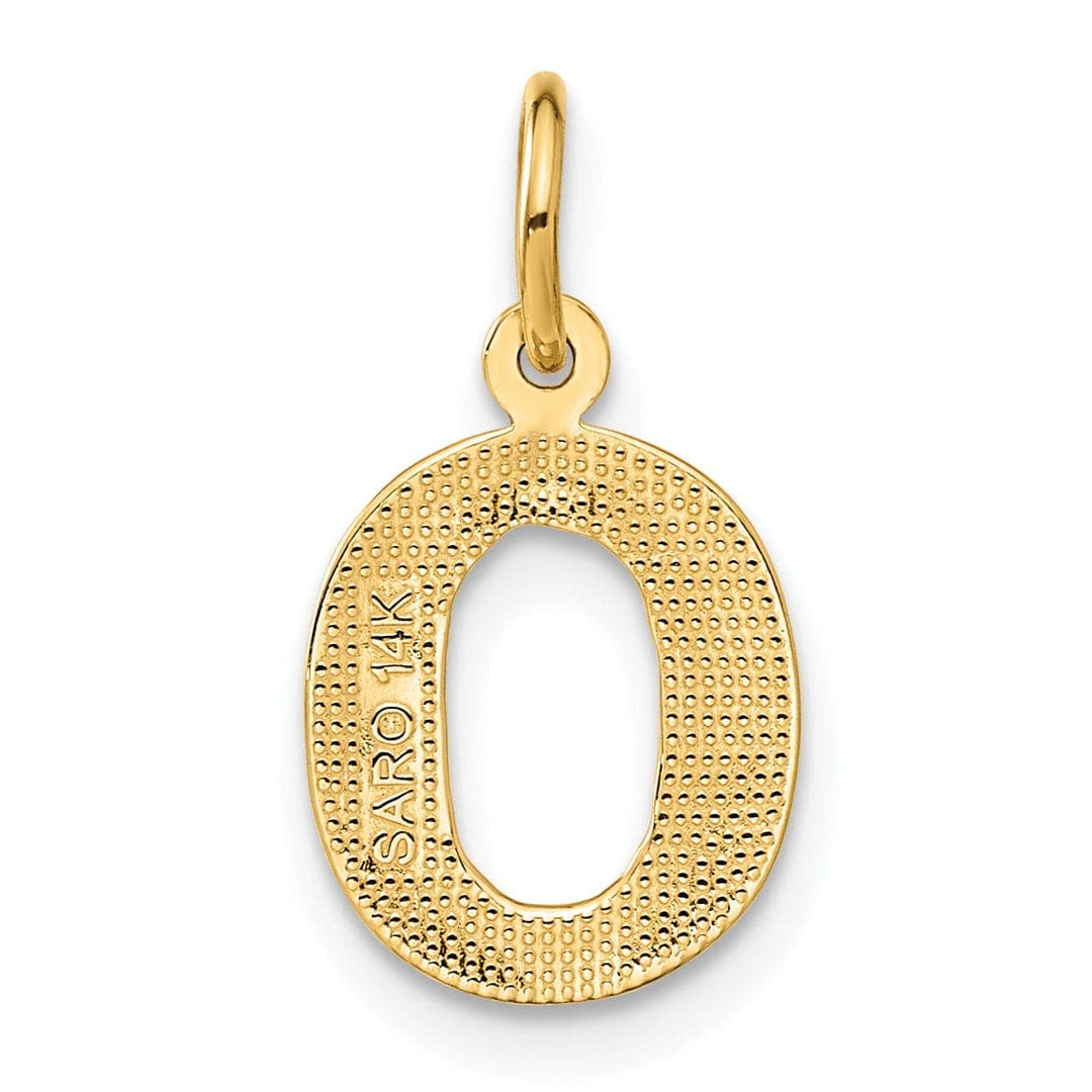 Lovely Rita's Pendants & Charms 14k Yellow Gold Satin Diamond Cut Finish Letter O Initial Charm Pendant