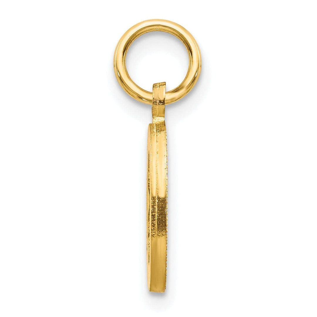 Lovely Rita's Pendants & Charms 14k Yellow Gold Satin Diamond Cut Finish Letter O Initial Charm Pendant