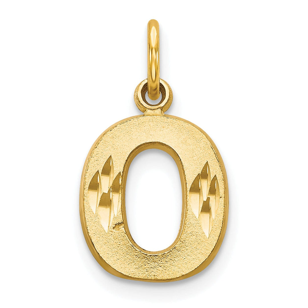 Lovely Rita's Pendants & Charms 14k Yellow Gold Satin Diamond Cut Finish Letter O Initial Charm Pendant