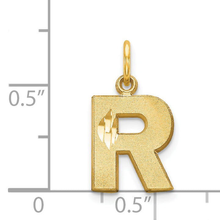 Lovely Rita's Pendants & Charms 14k Yellow Gold Satin Diamond Cut Finish Letter R Initial Charm Pendant