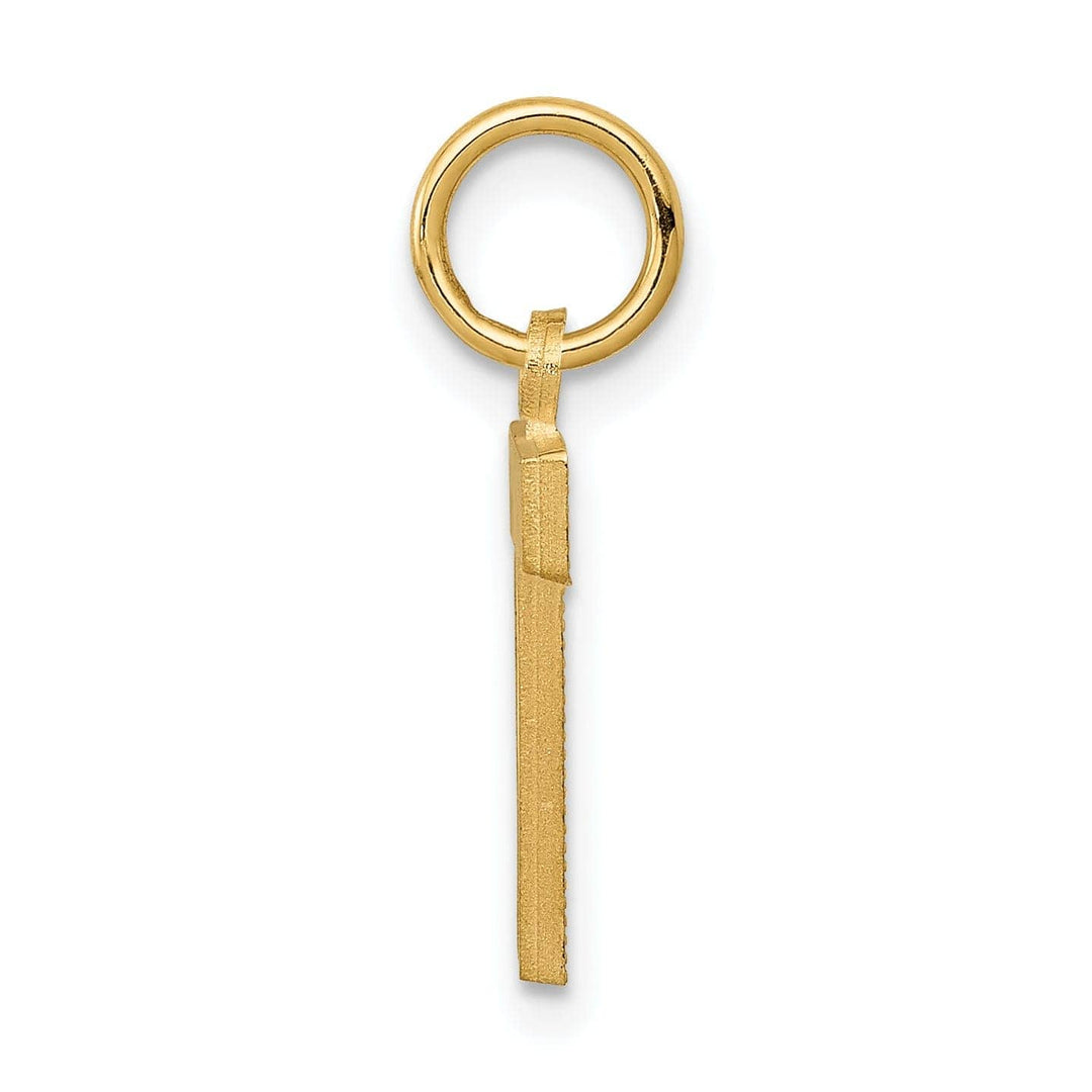 Lovely Rita's Pendants & Charms 14k Yellow Gold Satin Diamond Cut Finish Letter T Initial Charm Pendant