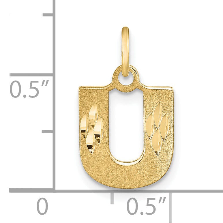 Lovely Rita's Pendants & Charms 14k Yellow Gold Satin Diamond Cut Finish Letter U Initial Charm Pendant