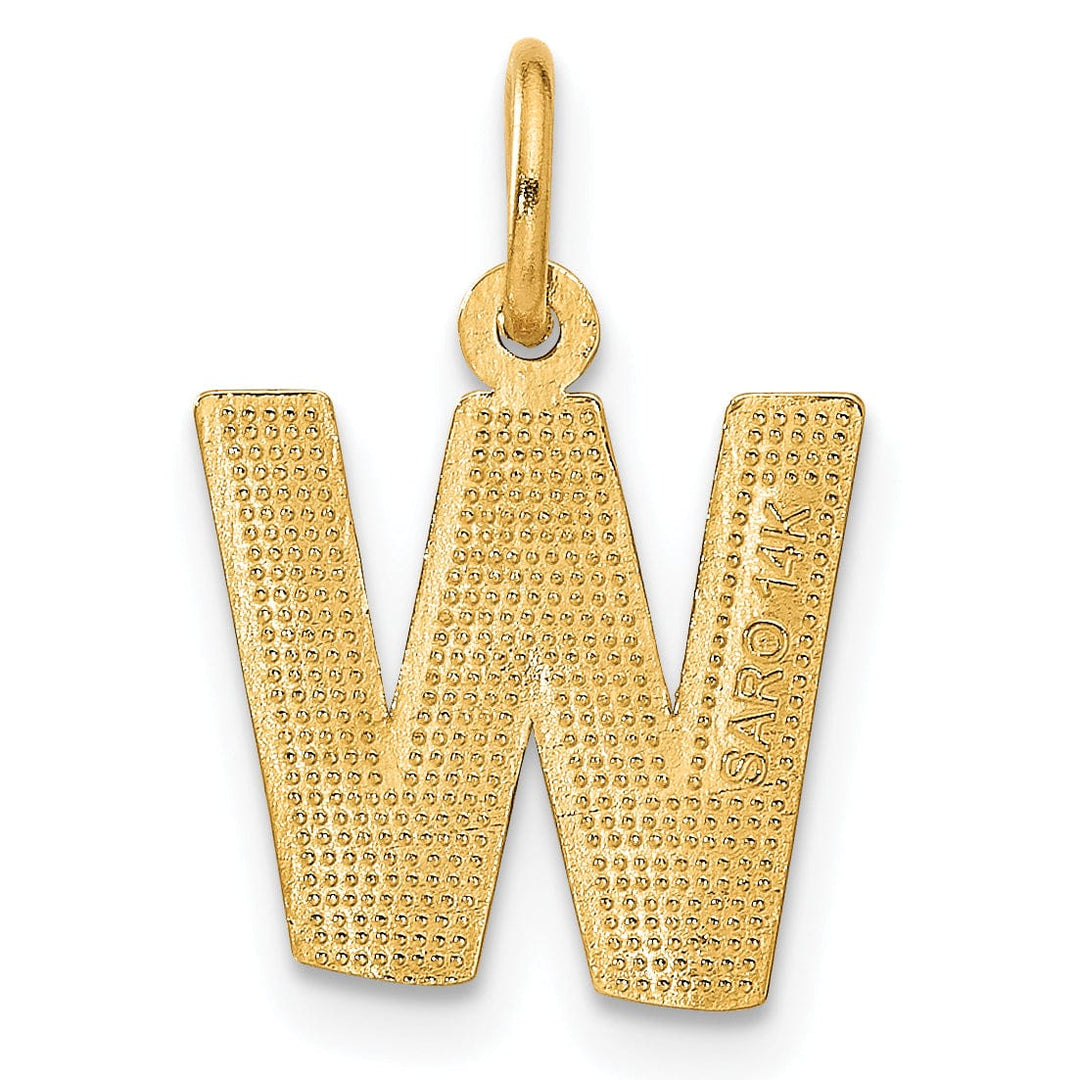 Lovely Rita's Pendants & Charms 14k Yellow Gold Satin Diamond Cut Finish Letter W Initial Charm Pendant