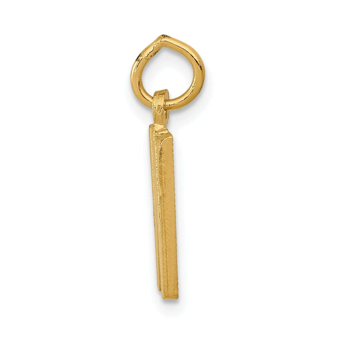 Lovely Rita's Pendants & Charms 14k Yellow Gold Satin Diamond Cut Finish Letter W Initial Charm Pendant