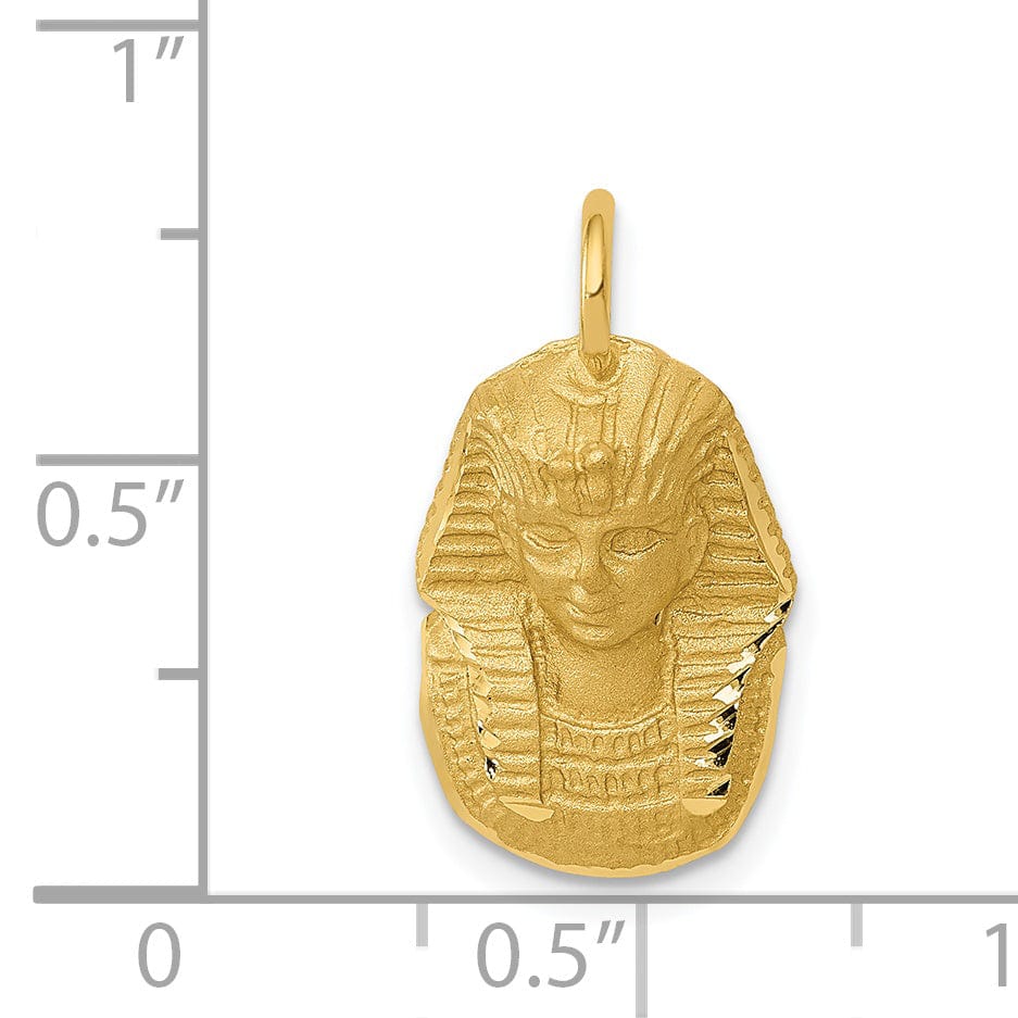 Lovely Rita's Pendants & Charms 14k Yellow Gold Satin Diamond Cut Finish Solid King Tut Charm Pendant