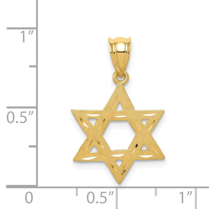 Lovely Rita's Pendants & Charms 14k Yellow Gold Satin Diamond Cut Finish Star of David Charm Pendant