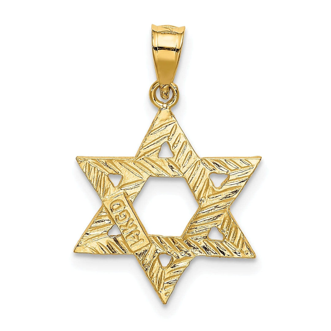Lovely Rita's Pendants & Charms 14k Yellow Gold Satin Diamond Cut Finish Star of David Charm Pendant