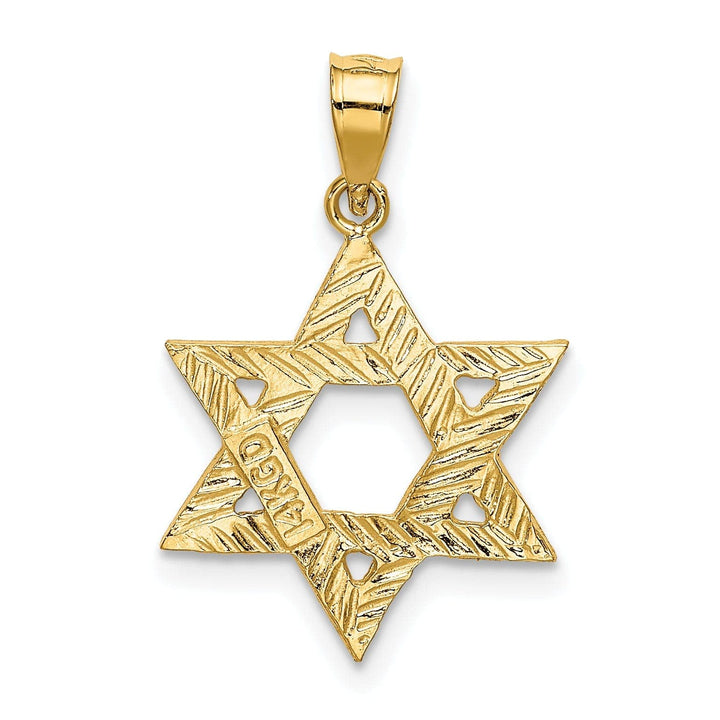 Lovely Rita's Pendants & Charms 14k Yellow Gold Satin Diamond Cut Finish Star of David Charm Pendant