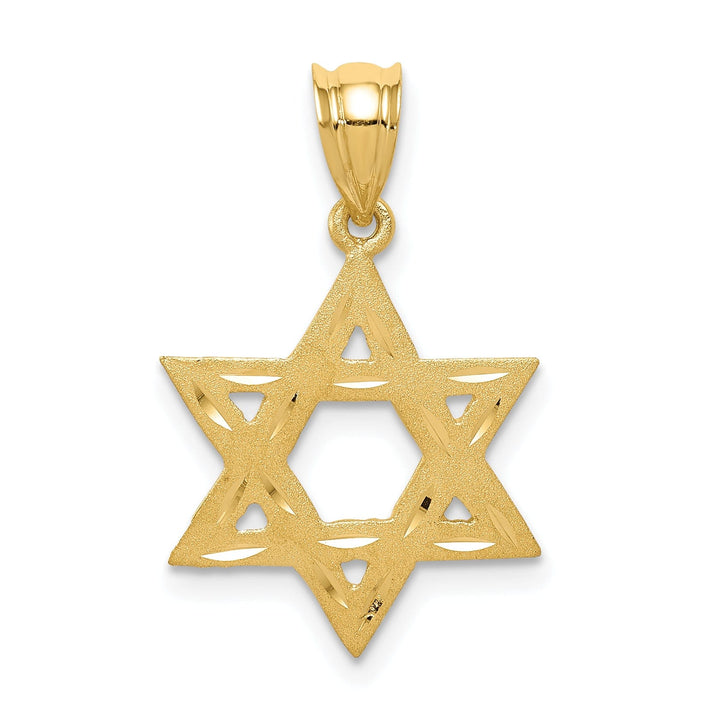 Lovely Rita's Pendants & Charms 14k Yellow Gold Satin Diamond Cut Finish Star of David Charm Pendant