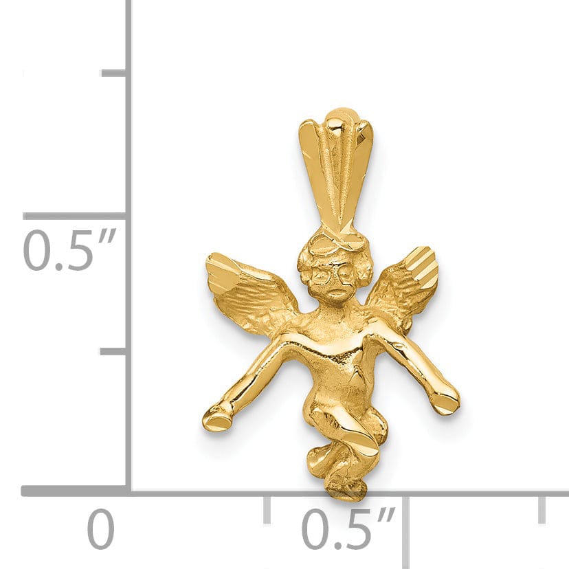 Lovely Rita's Pendants & Charms 14k Yellow Gold Satin Diamond Cut Polished Finish 3-D Angel Pendant