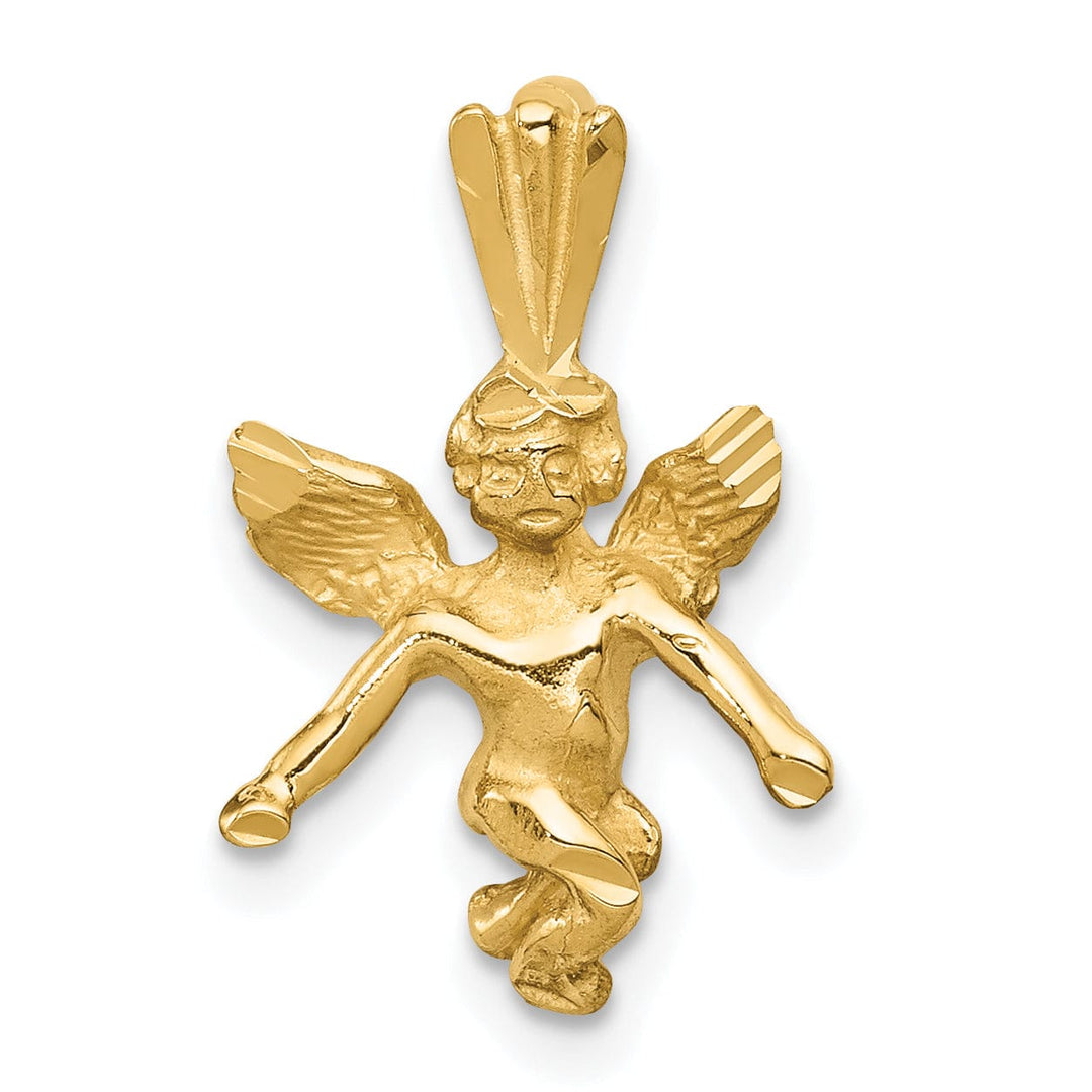 Lovely Rita's Pendants & Charms 14k Yellow Gold Satin Diamond Cut Polished Finish 3-D Angel Pendant