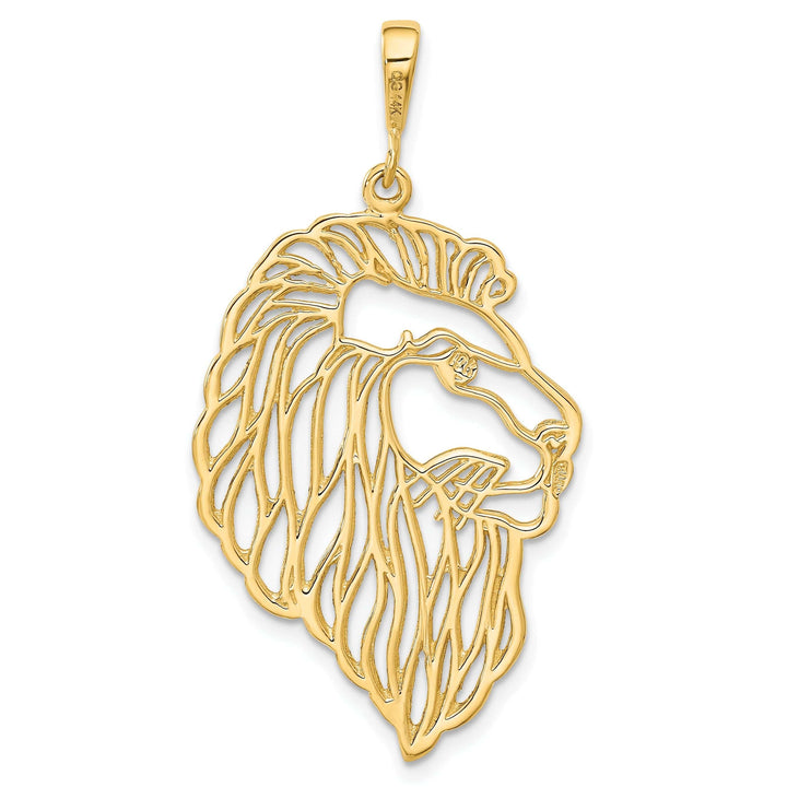 Lovely Rita's Pendants & Charms 14k Yellow Gold Satin Diamont Cut Finish Filigree Lion Head Design Charm Pendant