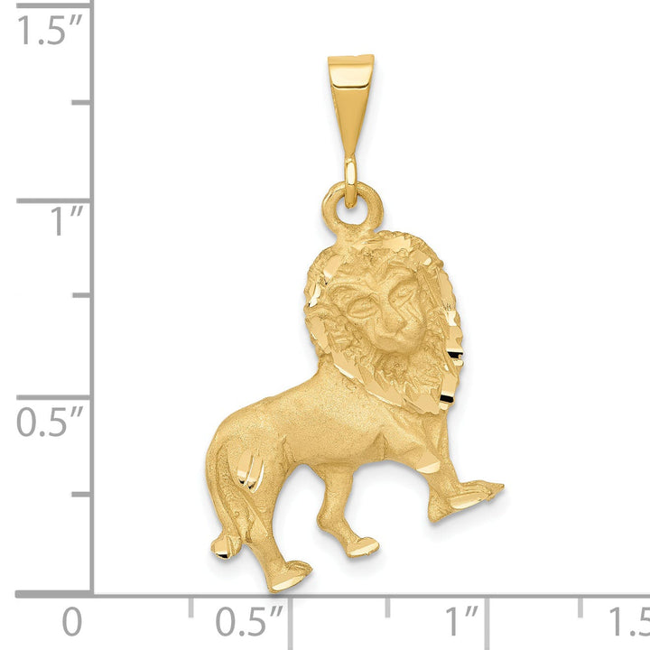 Lovely Rita's Pendants & Charms 14k Yellow Gold Satin Diamont Cut Finish Lion Charm Pendant