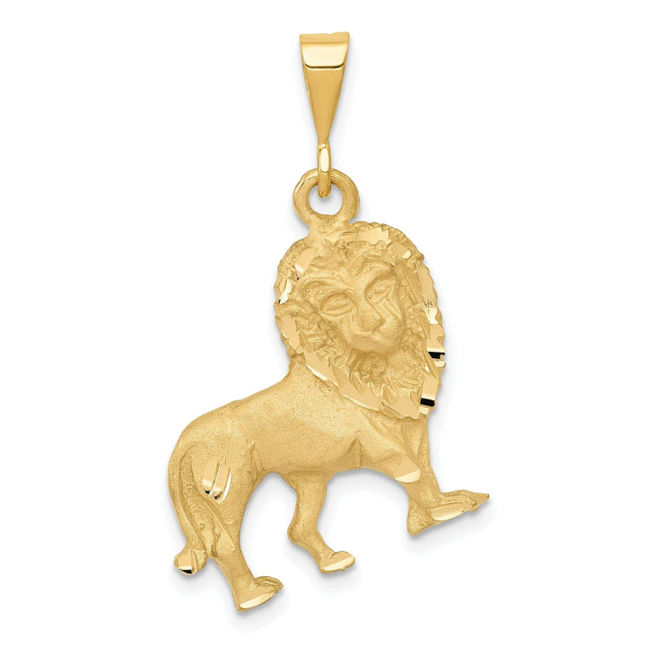 Lovely Rita's Pendants & Charms 14k Yellow Gold Satin Diamont Cut Finish Lion Charm Pendant