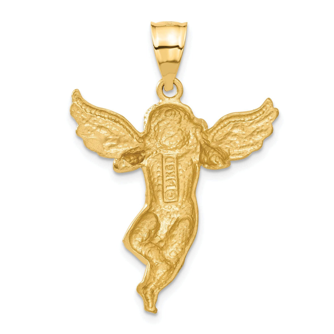 Lovely Rita's Pendants & Charms 14K Yellow Gold Satin Finish Solid Angel With Wings Pendant