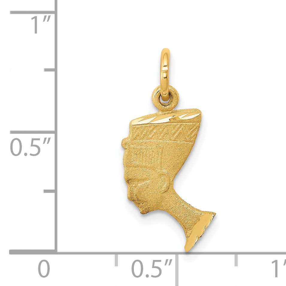 Lovely Rita's Pendants & Charms 14K Yellow Gold Satin Front Finished and Polished Back Finish Queen Nefertiti Charm Pendant