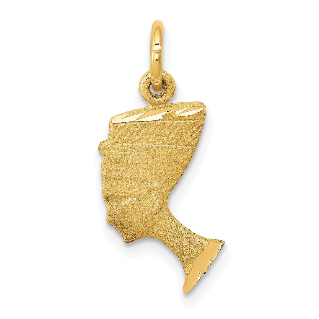 Lovely Rita's Pendants & Charms 14K Yellow Gold Satin Front Finished and Polished Back Finish Queen Nefertiti Charm Pendant