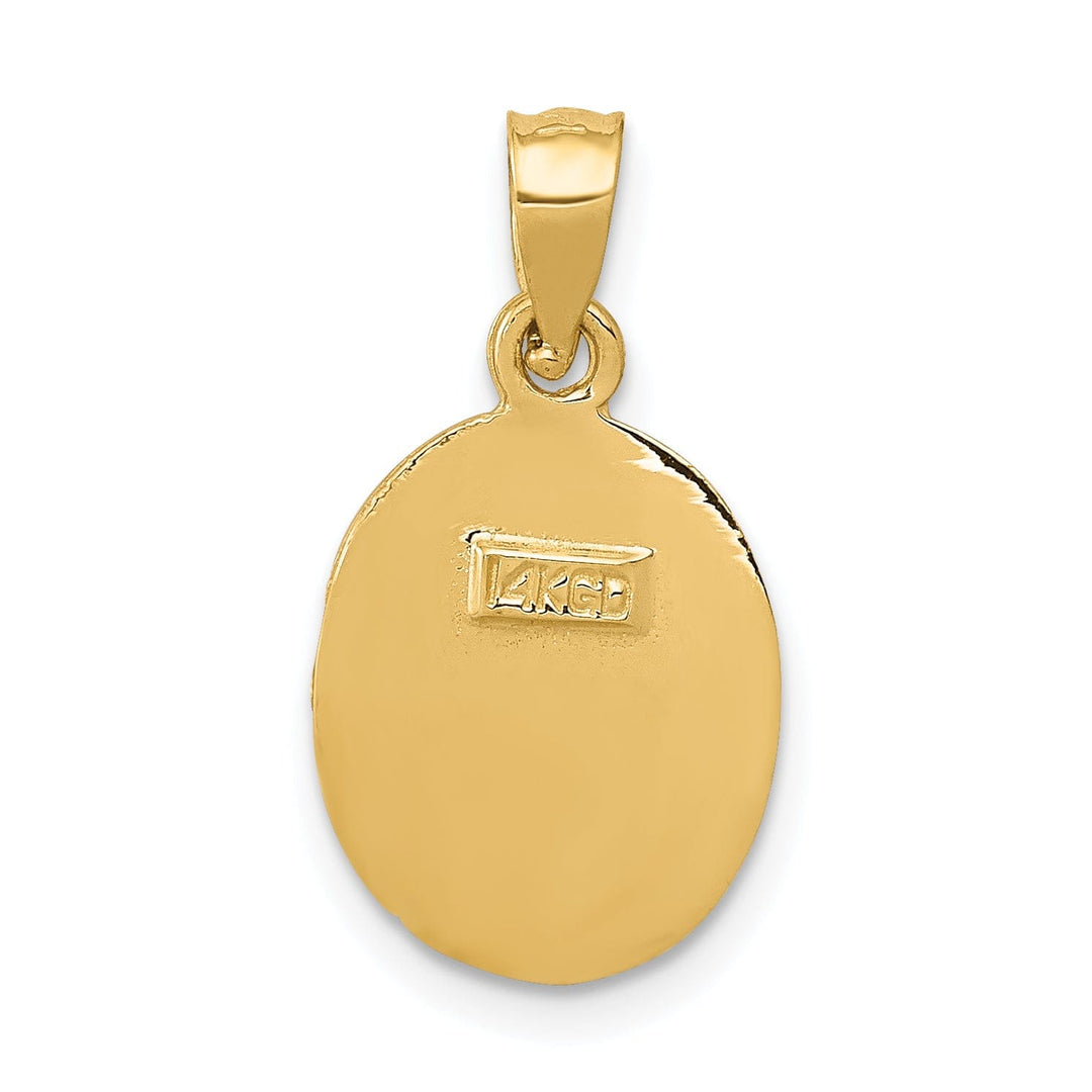 Lovely Rita's Pendants & Charms 14K Yellow Gold Satin Polished D.C Finish Oval Shape Baptism Pendant