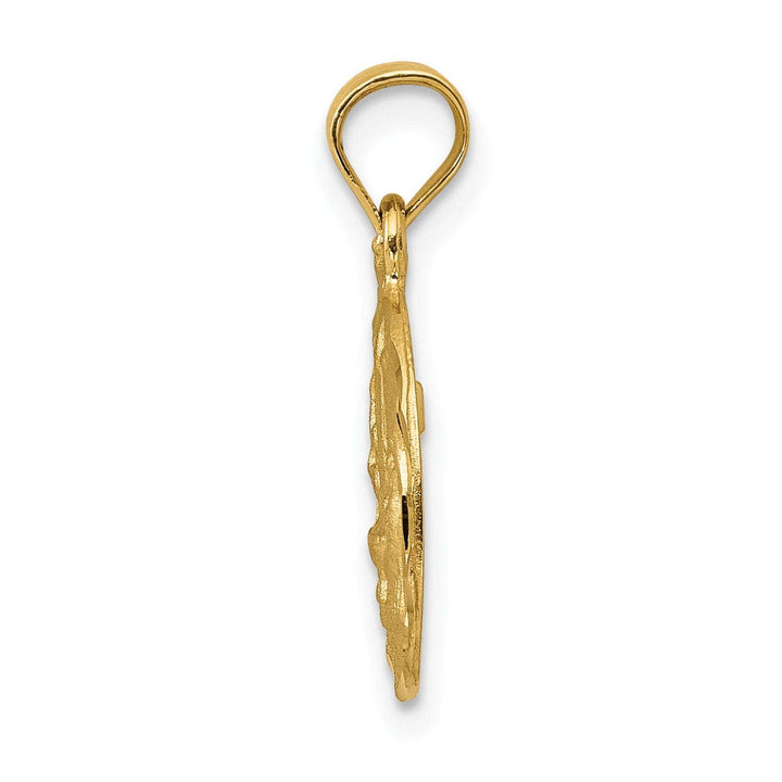 Lovely Rita's Pendants & Charms 14K Yellow Gold Satin Polished D.C Finish Oval Shape Baptism Pendant