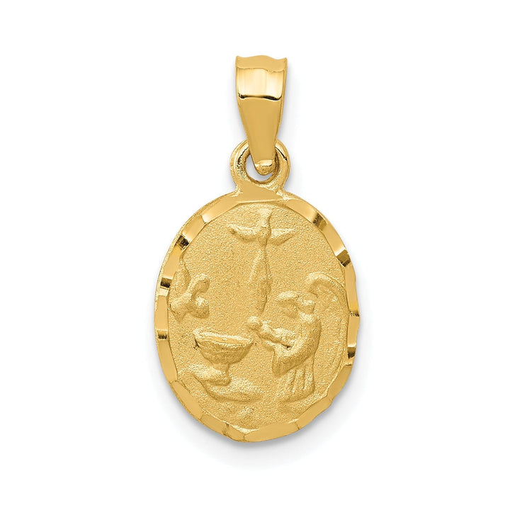 Lovely Rita's Pendants & Charms 14K Yellow Gold Satin Polished D.C Finish Oval Shape Baptism Pendant