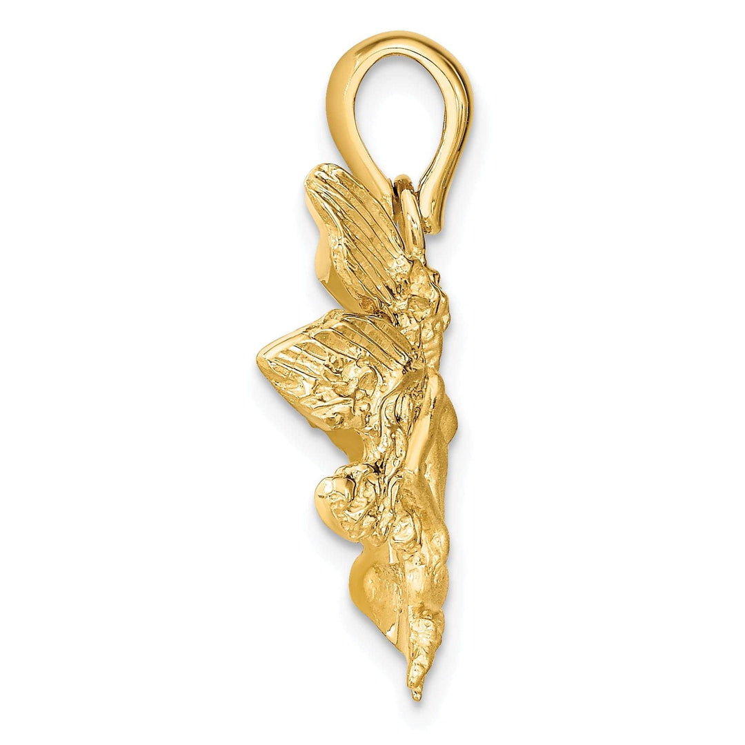 Lovely Rita's Pendants & Charms 14k Yellow Gold Satin Polished Finish Fairy with Wings Design Charm Pendant