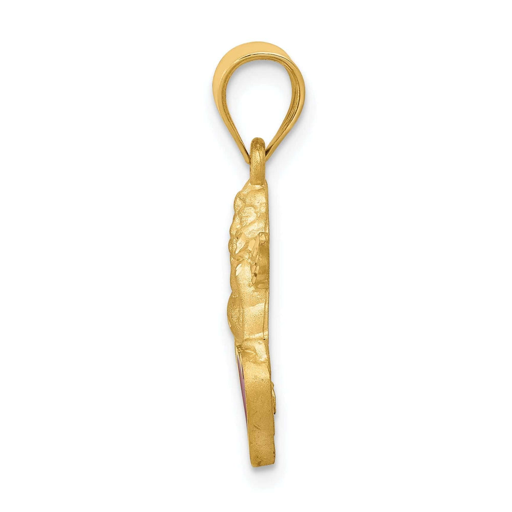 Lovely Rita's Pendants & Charms 14k Yellow Gold Satin Red Enameled Finish Angel on Heart Pendant