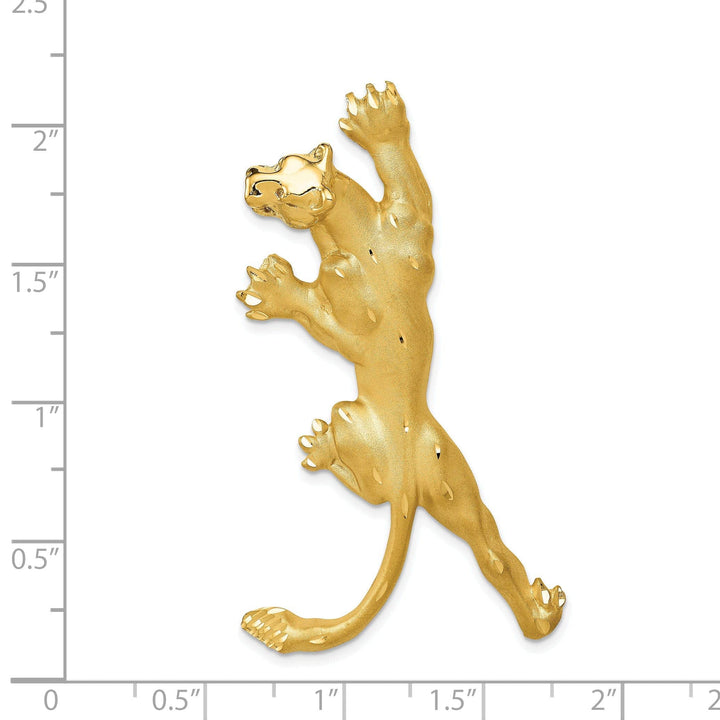 Lovely Rita's Pendants & Charms 14k Yellow Gold Satin Solid Diamond Cut Polished Finish Panther Charm Pendant