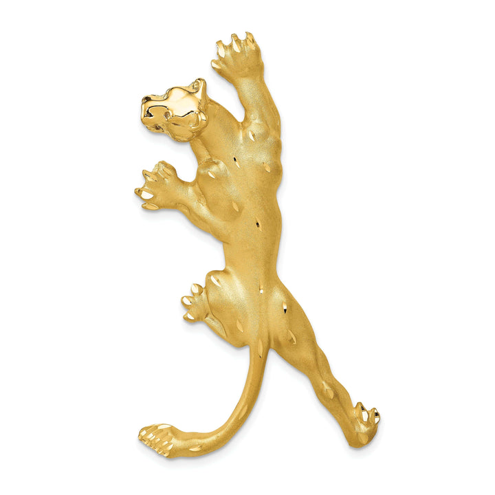 Lovely Rita's Pendants & Charms 14k Yellow Gold Satin Solid Diamond Cut Polished Finish Panther Charm Pendant