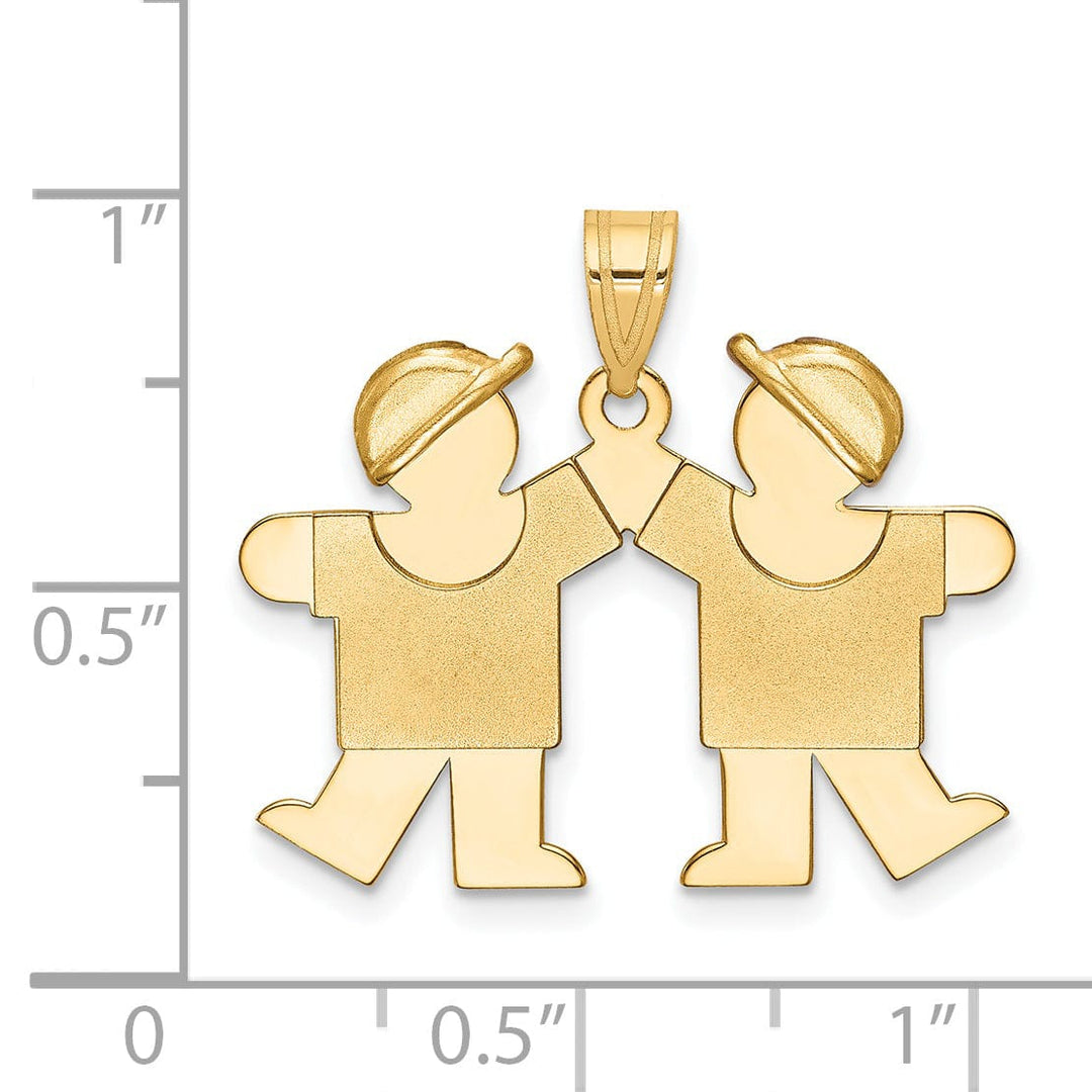Lovely Rita's Pendants & Charms 14k Yellow Gold Satin Twin Boys Hats Kiss Charm