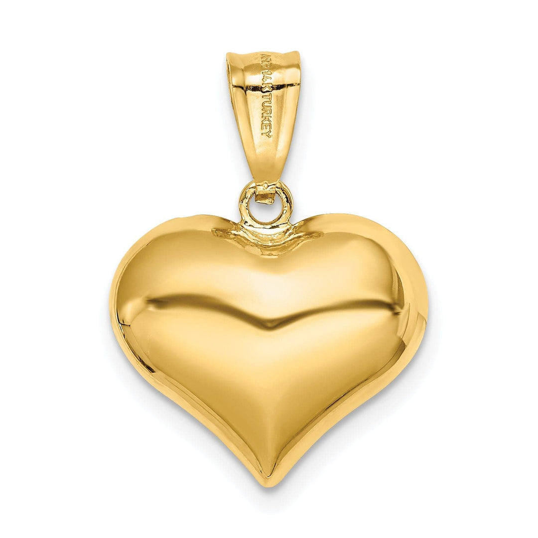 Lovely Rita's Pendants & Charms 14K Yellow Gold Semi-Solid Diamond Cut Polished, Textured Finish 3-Dimensional Puff Heart Shape Design Charm Pendant
