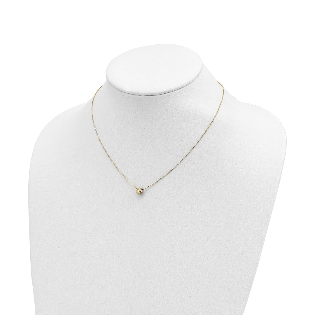 Lovely Rita's Pendants & Charms 14k Yellow Gold Semi-Solid Polished Finish 3-Dimensional Puffed Sun Style Pendant in a 16.5-Inch Cable Chain Necklace Set