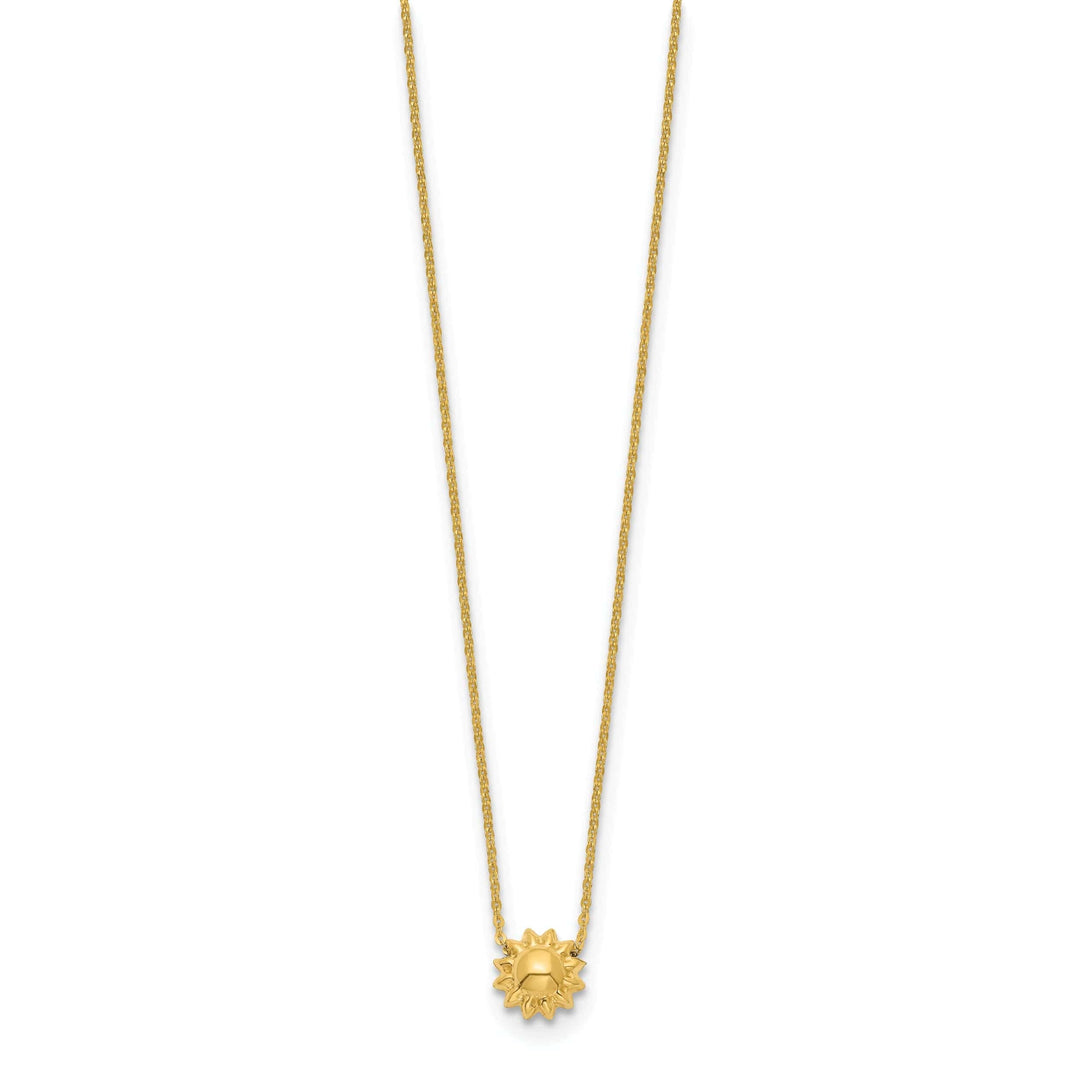 Lovely Rita's Pendants & Charms 14k Yellow Gold Semi-Solid Polished Finish 3-Dimensional Puffed Sun Style Pendant in a 16.5-Inch Cable Chain Necklace Set