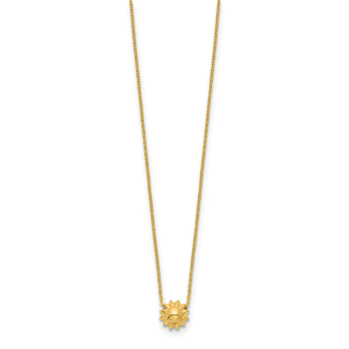 Lovely Rita's Pendants & Charms 14k Yellow Gold Semi-Solid Polished Finish 3-Dimensional Puffed Sun Style Pendant in a 16.5-Inch Cable Chain Necklace Set