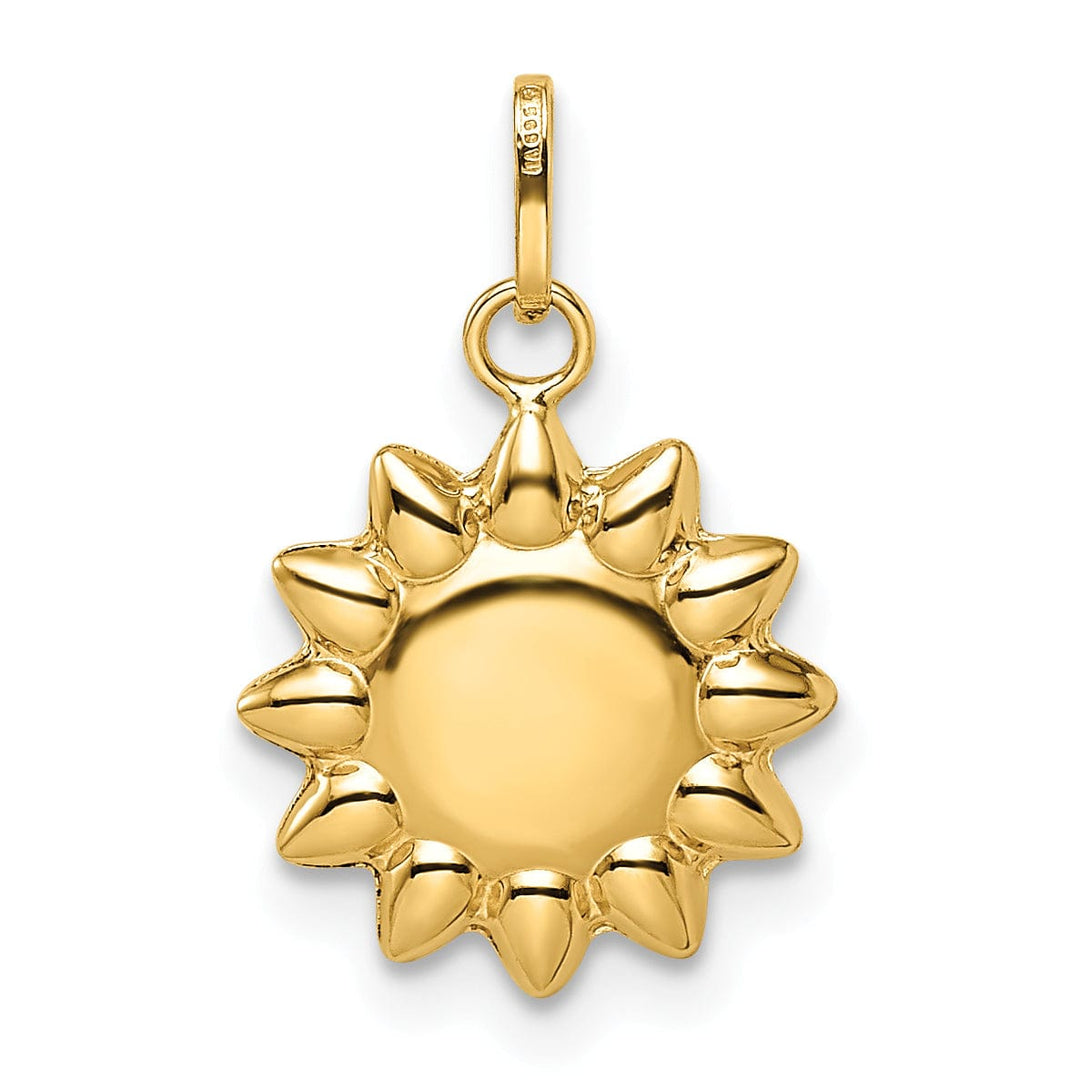 Lovely Rita's Pendants & Charms 14k Yellow Gold Semi Solid Polished Finish Reversible Puffed Sun Design Pendant