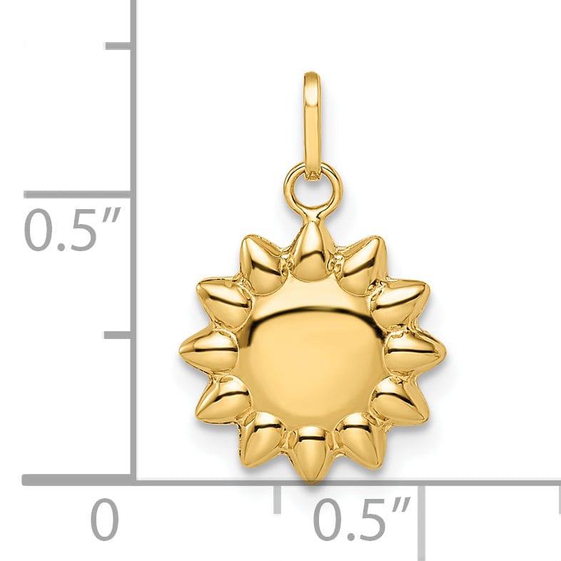 Lovely Rita's Pendants & Charms 14k Yellow Gold Semi Solid Polished Finish Reversible Puffed Sun Design Pendant