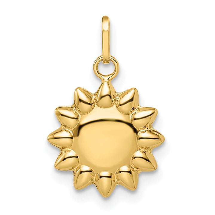 Lovely Rita's Pendants & Charms 14k Yellow Gold Semi Solid Polished Finish Reversible Puffed Sun Design Pendant